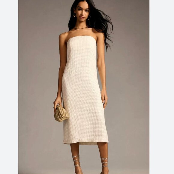 Anthropologie NWT Forever That Girl White Sequin Strapless Dress Size S/Petite - Picture 1 of 7